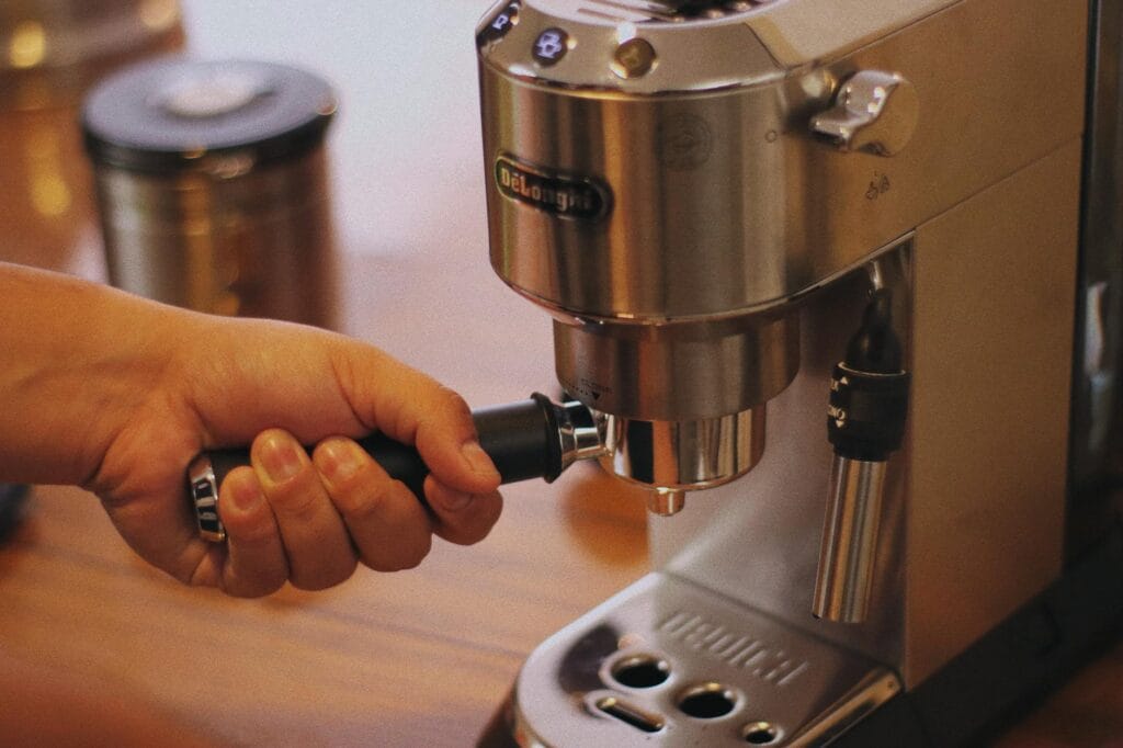 close up of a coffee machine in use