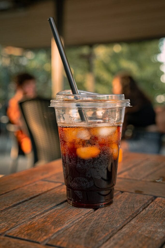 refreshing iced coffee at an outdoor cafe in bursa